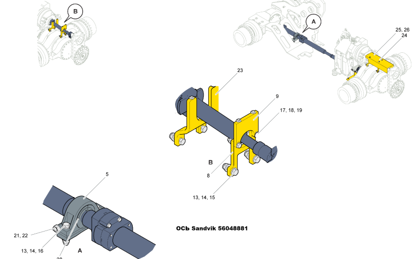 Ось Sandvik 56048881 для тяжёлой техники