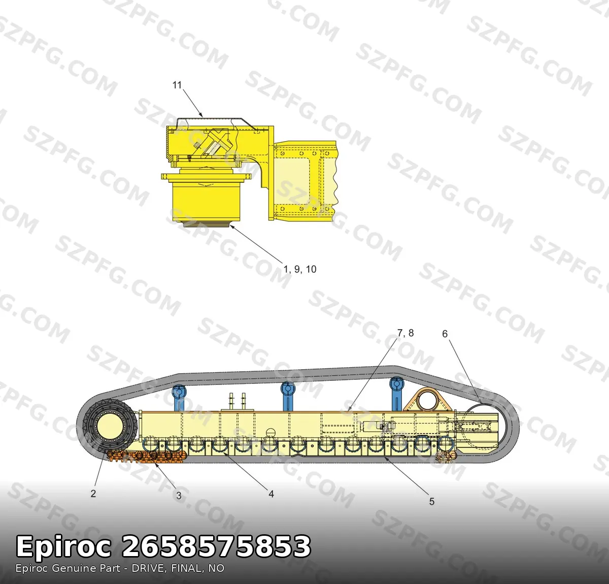 Схема ходовой части Epiroc PV-271 с конечным приводом 2658575853