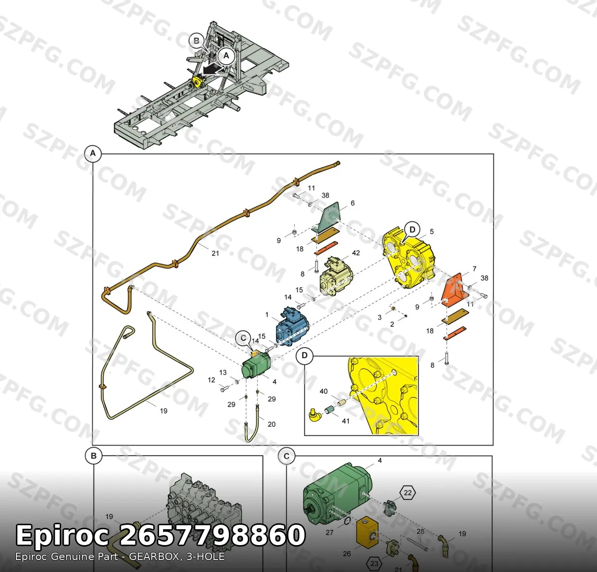Редуктор привода насосов Epiroc PV-271, номер 2657798860, с насосами в сборе