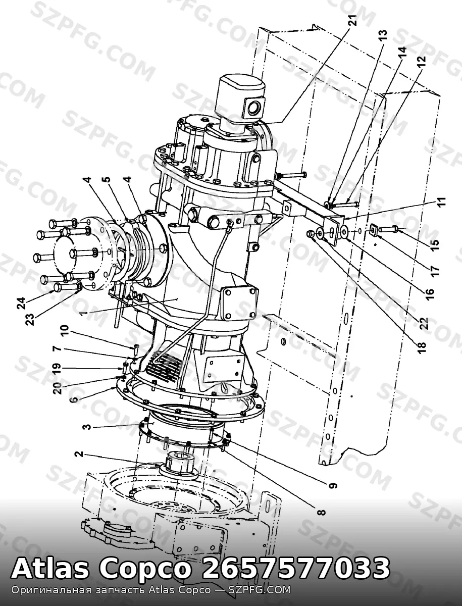 Компрессор Atlas Copco 2657577033 установлен на рабочей площадке