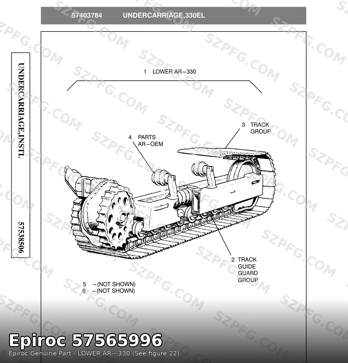 Разузловка узла UNDERCARRIAGE,330EL 57403784 Epiroc DMM2 по рисунку 22, позиции 1-4